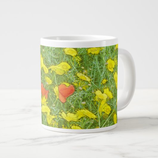 Aquarellmohn Jumbo-Tasse (Vorderseite Rechts)