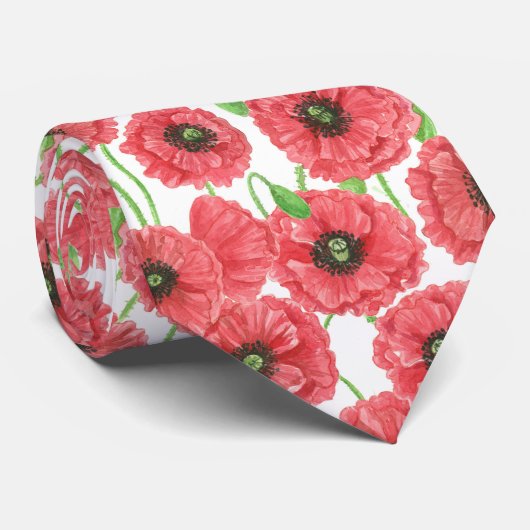 Aquarellmohn Krawatte (Gerollt)