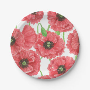 Aquarellmohn Pappteller