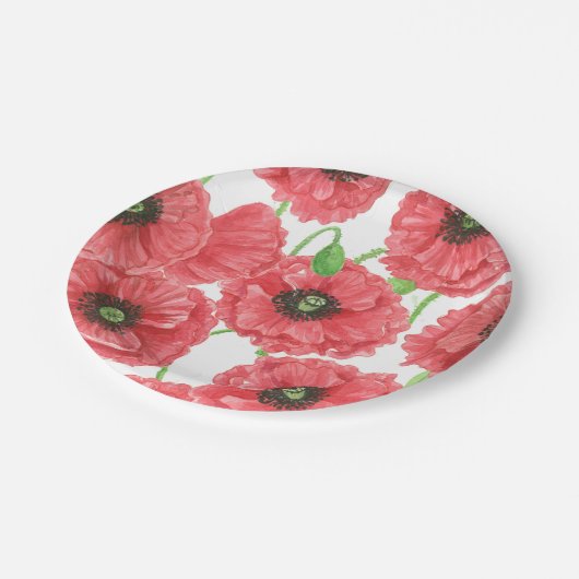 Aquarellmohn Pappteller (Schrägansicht)