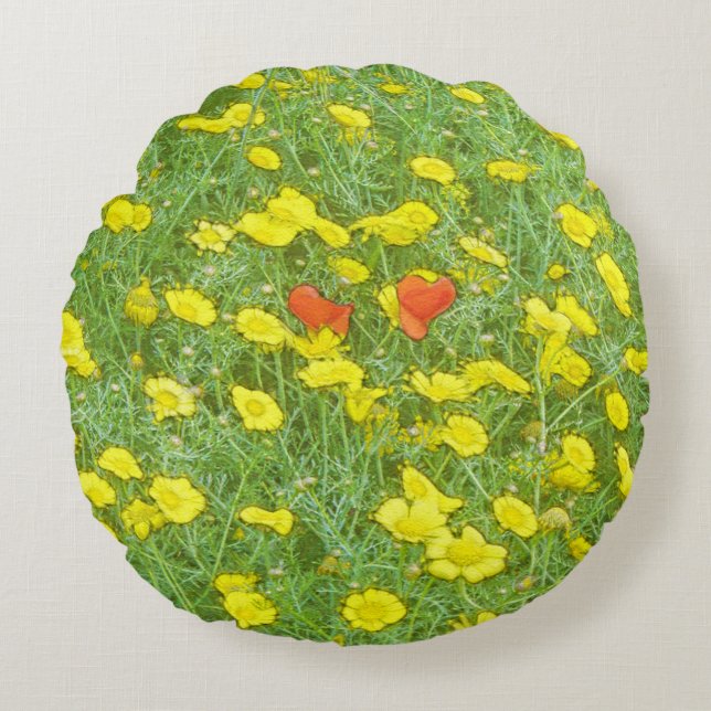 Aquarellmohn Rundes Kissen (Vorderseite)