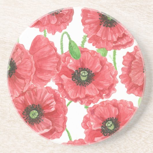 Aquarellmohn Sandstein Untersetzer (Vorne)