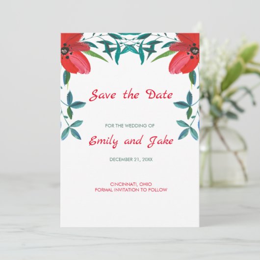 Aquarellmohn Save The Date (Stehend Vorderseite)