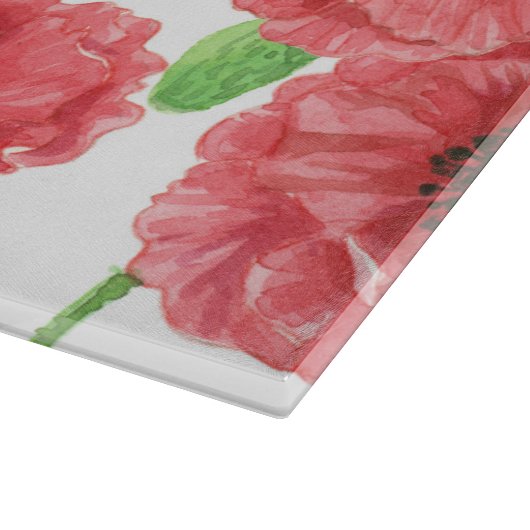 Aquarellmohn Schneidebrett (Ecke)