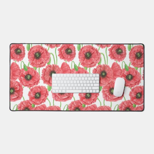 Aquarellmohn Schreibtischunterlage (Tastatur & Maus)