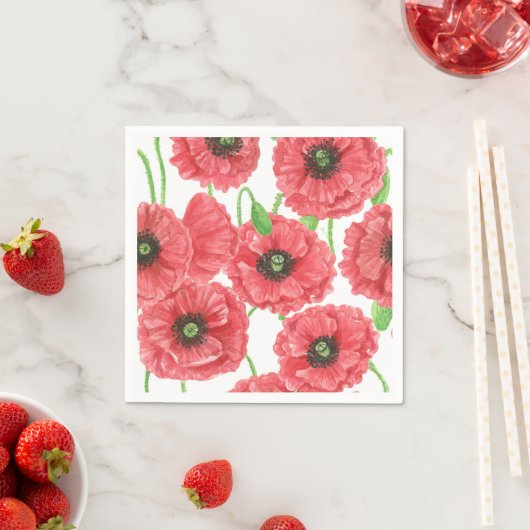 Aquarellmohn Serviette (Beispiel)