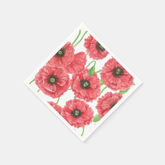 Aquarellmohn Serviette (Ecke)