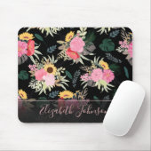 Aquarellmohn & Sonnenblumen Blumenmuster Mousepad (Mit Mouse)