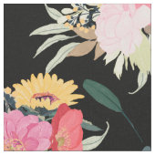 Aquarellmohn & Sonnenblumen Blumenmuster Stoff (Nahaufnahme)