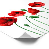 Aquarellmohnchen drucken Rote Blume Botanische Kun Poster (Ecke)