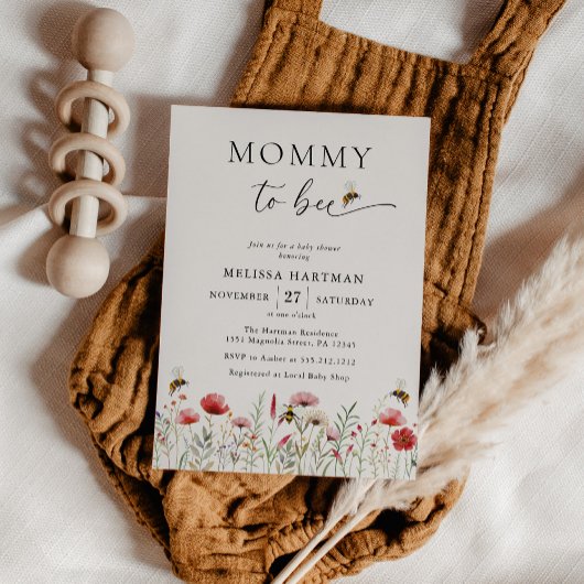 Aquarellmommy to Bee Wildblume Babydusche Einladung