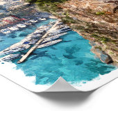 Aquarellmonaco Retro Reiseportansicht Poster (Ecke)