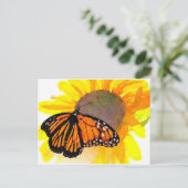 Aquarellmonarch Butterfly und Sonnenblume Postkarte (Stehend Vorderseite)