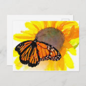 Aquarellmonarch Butterfly und Sonnenblume Postkarte (Vorne/Hinten)