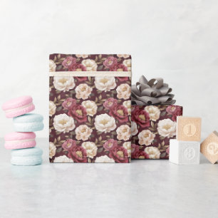 Aquarellmönche auf Burgund Geschenkpapier