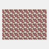 Aquarellmönche auf Burgund Geschenkpapier Set (Vorderseite 2)