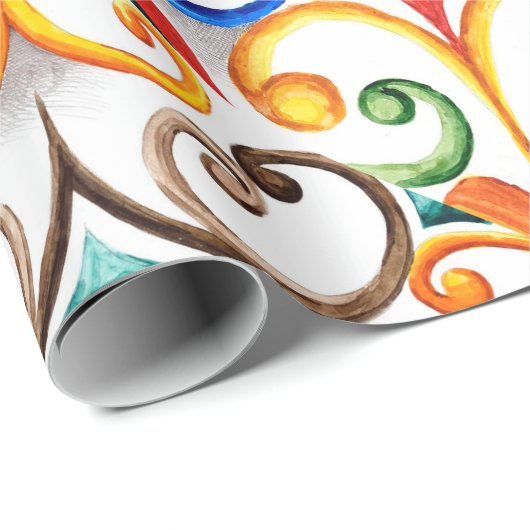 Aquarellmönche Geschenkpapier (Rolleneckpunkt)