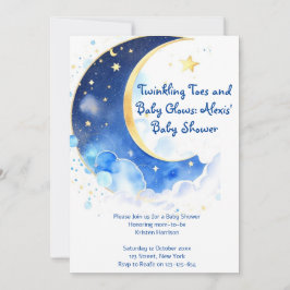 Aquarellmond und SternenBaby-Dusche Einladung