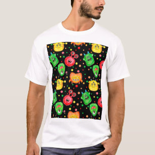 Aquarellmonster: Niedliches Nahtloses Muster T-Shirt