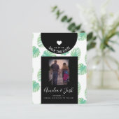 Aquarellmonsteras Save the Date grün Postkarte (Stehend Vorderseite)