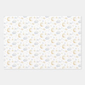 Aquarellmoon-Sterne und Cloud-Muster Geschenkpapier Set (Vorderseite 2)