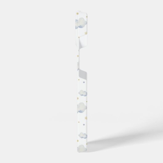 Aquarellmoon-Sterne und Cloud-Muster iPhone Hülle (Linke Seite)