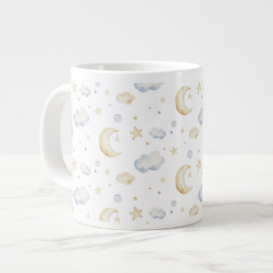 Aquarellmoon-Sterne und Cloud-Muster Jumbo-Tasse