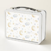 Aquarellmoon-Sterne und Cloud-Muster Metall Brotdose (Rückseite)