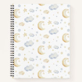 Aquarellmoon-Sterne und Cloud-Muster Notizblock (Vorderseite)