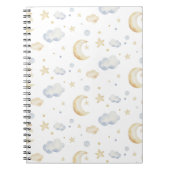 Aquarellmoon-Sterne und Cloud-Muster Notizblock (Vorderseite)