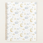 Aquarellmoon-Sterne und Cloud-Muster Planer (Vorderseite)