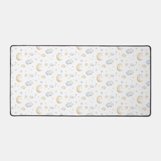 Aquarellmoon-Sterne und Cloud-Muster Schreibtischunterlage (Vorderseite)
