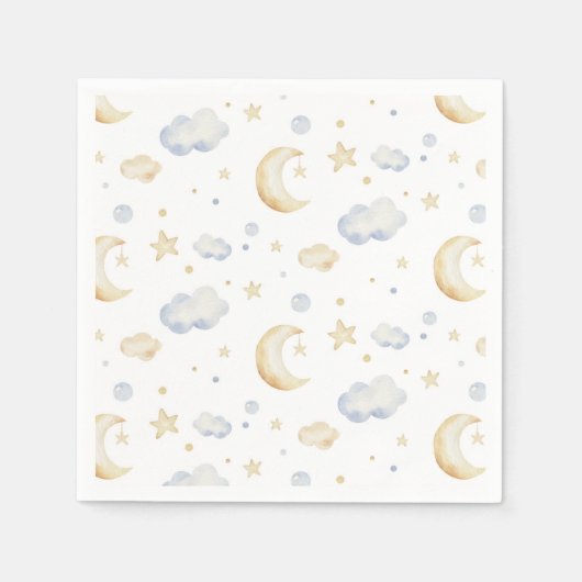 Aquarellmoon-Sterne und Cloud-Muster Serviette (Vorderseite)