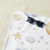 Aquarellmoon-Sterne und Cloud-Muster Strandtuch (Beispiel)