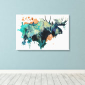 Aquarellmoose Canvas Print Leinwanddruck (Insitu (Holzboden))