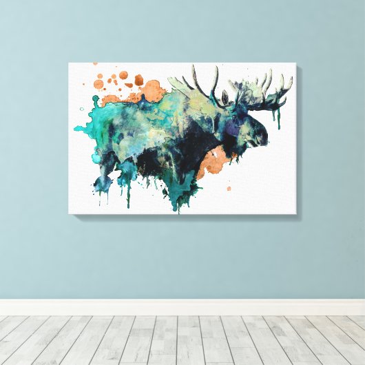 Aquarellmoose Canvas Print Leinwanddruck (Insitu (Holzboden))