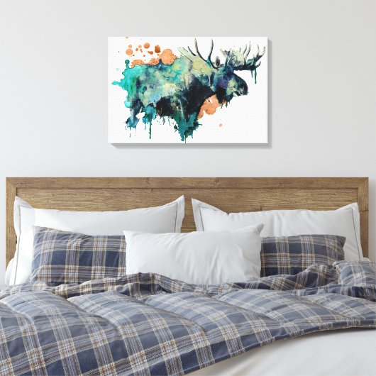 Aquarellmoose Canvas Print Leinwanddruck (Insitu (Schlafzimmer))
