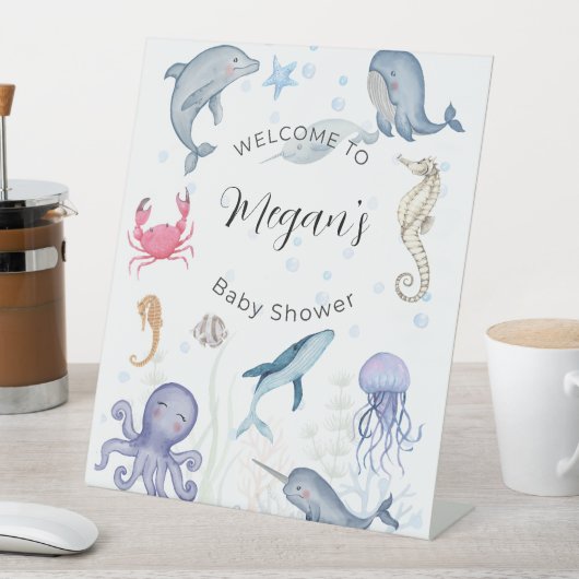 Aquarellmotiv Babydusche Zeichen Sockelschild (In Situ)