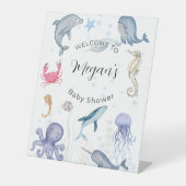 Aquarellmotiv Babydusche Zeichen Sockelschild (Vorderseite)