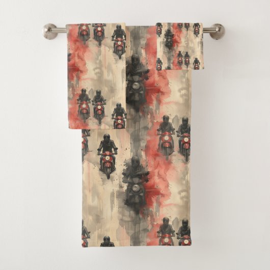 Aquarellmotorräder, Biker, Rennen, Motorräder Badhandtuch Set (Insitu)