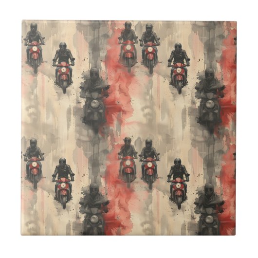 Aquarellmotorräder, Biker, Rennen, Motorräder Fliese (Vorderseite)