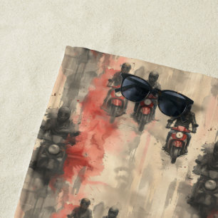 Aquarellmotorräder, Biker, Rennen, Motorräder Strandtuch