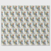 Aquarellmouse mit Daisy Bouquet Geschenkpapier (Flach)