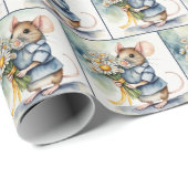 Aquarellmouse mit Daisy Bouquet Geschenkpapier (Rolleneckpunkt)
