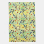 Aquarellmühle, Aquarellvögel Geschirrtuch (Vertikal)