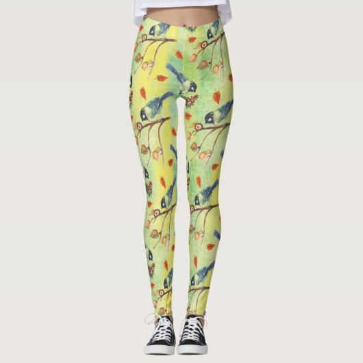 Aquarellmühle, Aquarellvögel Leggings (Vorderseite)