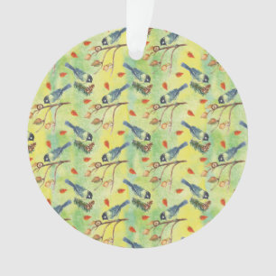 Aquarellmühle, Aquarellvögel Ornament