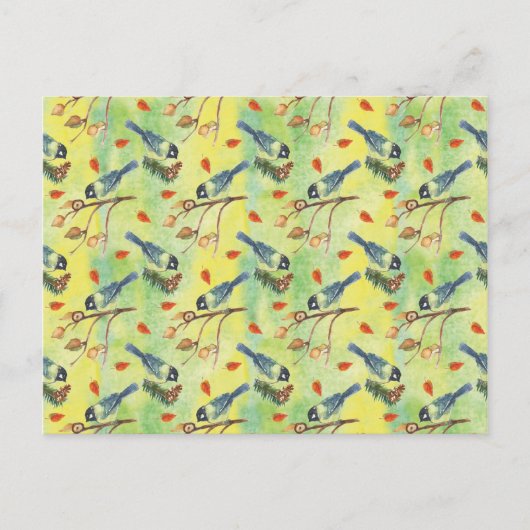 Aquarellmühle, Aquarellvögel Postkarte (Vorderseite)