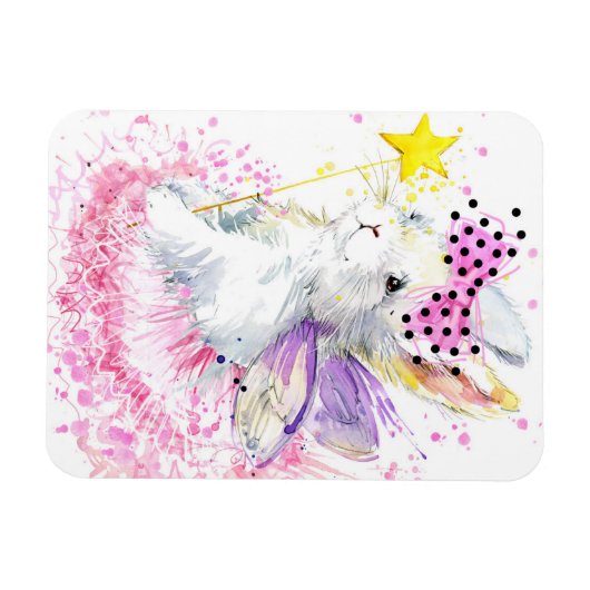 Aquarellmühle Bunny Magnet (Horizontal)