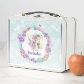 Aquarellmühle mit Lila, blauen und rosafarbenen Bl Metall Brotdose (Beispiel)